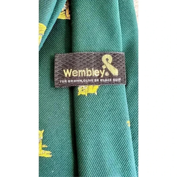 Wembley Men's Green & Gold Tiger Allover Print WPL 4075 Polyester Neck Tie NWT - Picture 5 of 9